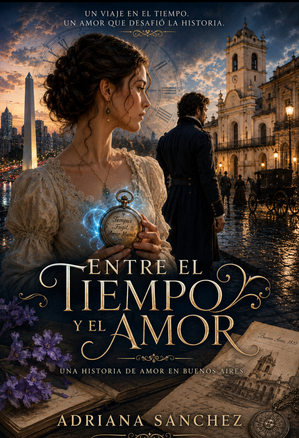 Portada de Entre el tiempo y el amor, por Adriana Sanchez